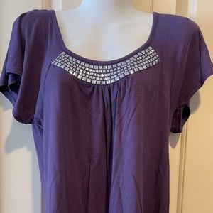 Michael Kors Purple Embellished Rayon Top - M